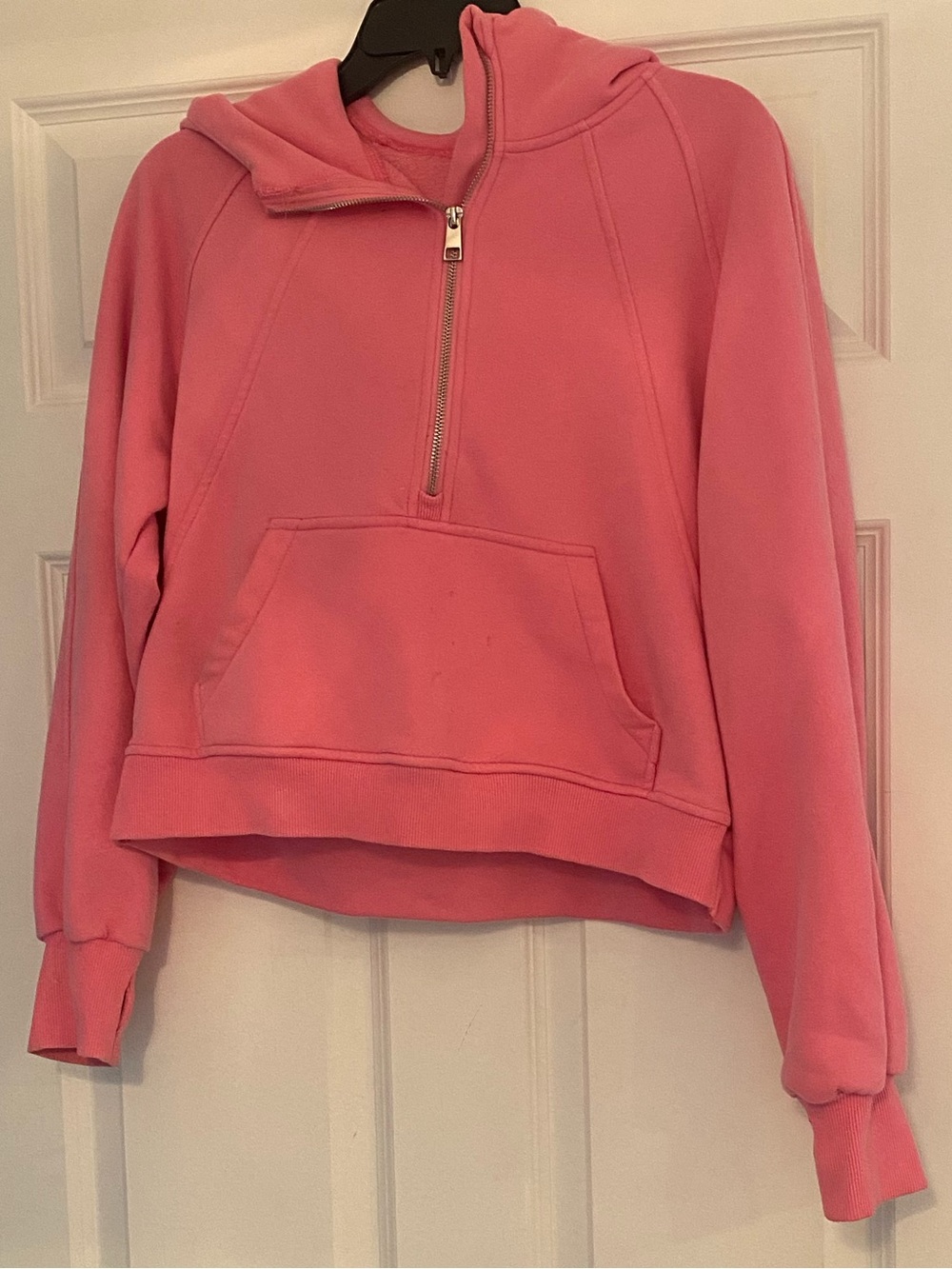 Women's Half-Zip Hooded Sweatshirt - Pink